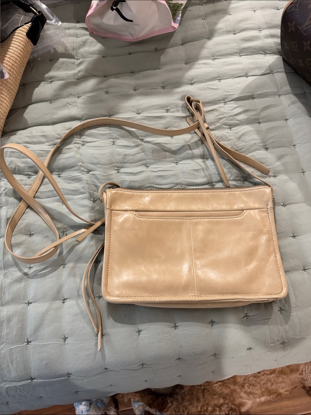 HOBO Beige Leather Crossbody Bag - Soft Tan Neutral